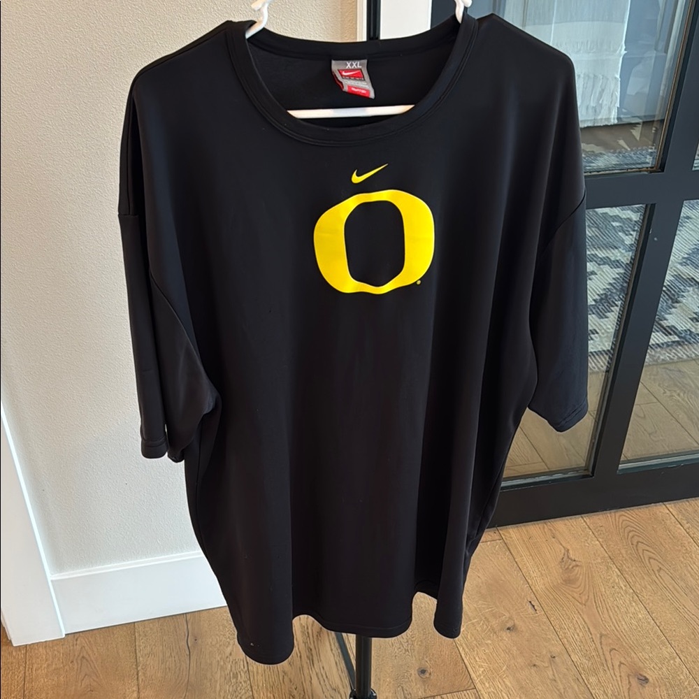Nike Oregon Ducks Dri-Fit Black Tee with Yellow Graphic
